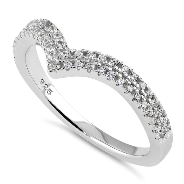 Sterling Silver Trendy Pave Chevron CZ Ring