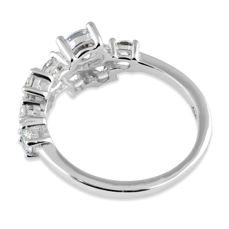 Sterling Silver Round Cut CZ Cluster Ring