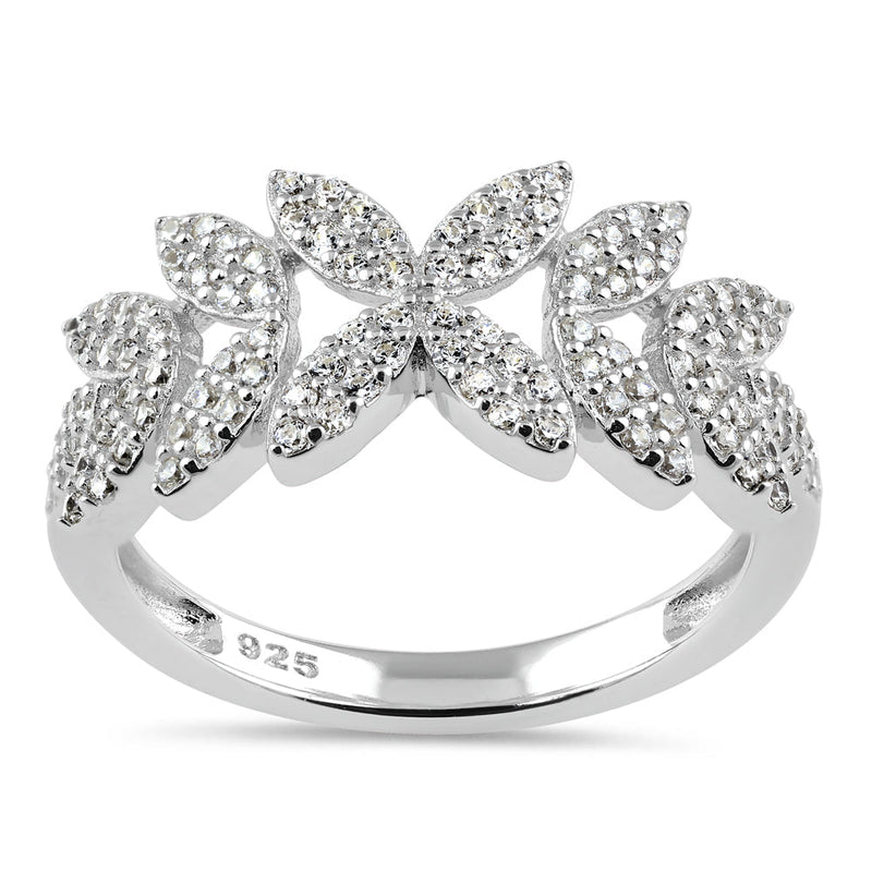 Sterling Silver Elegant Leaf CZ Ring