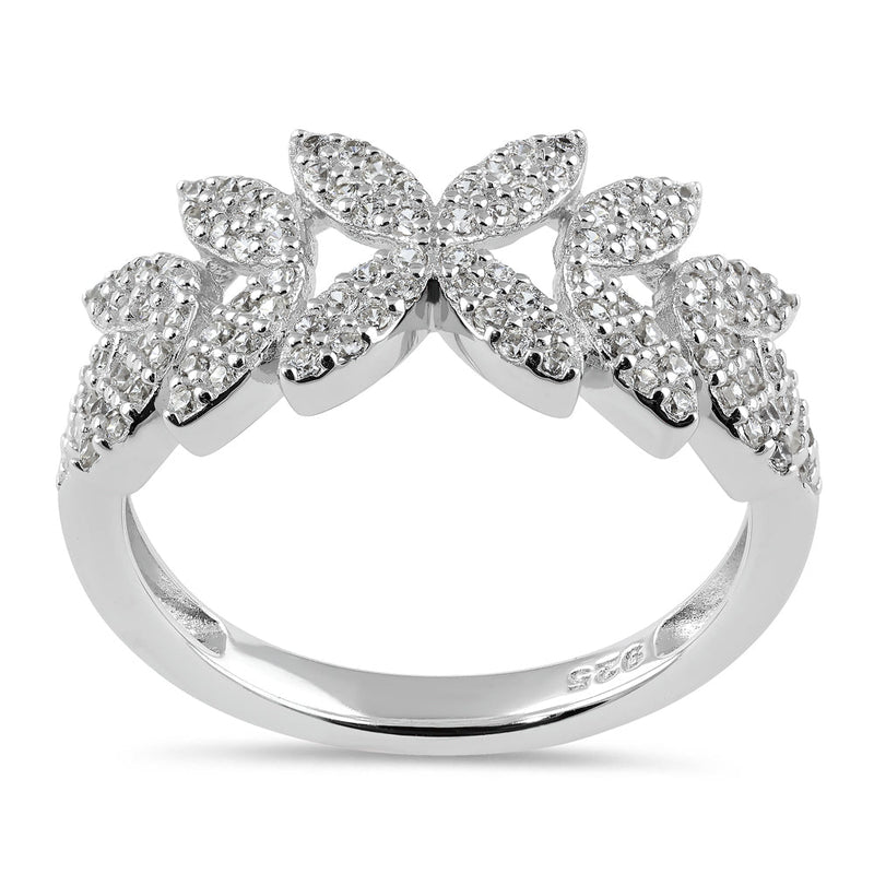 Sterling Silver Elegant Leaf CZ Ring