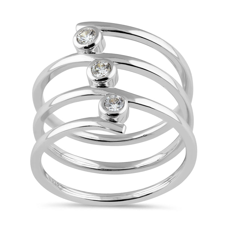 Sterling Silver Spiral CZ Ring