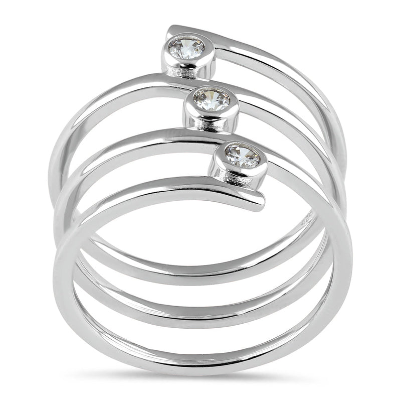 Sterling Silver Spiral CZ Ring