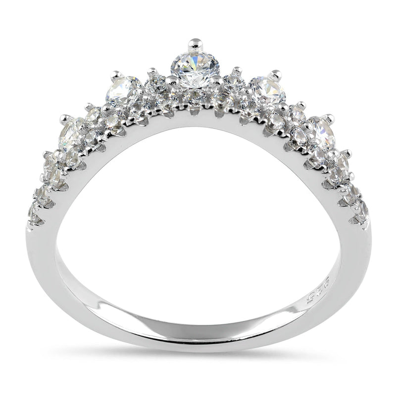 Sterling Silver Princess Crown CZ Ring