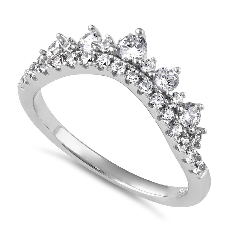 Sterling Silver Princess Crown CZ Ring