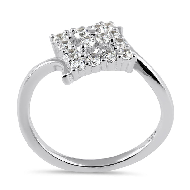 Sterling Silver Clover in Diamond CZ Ring