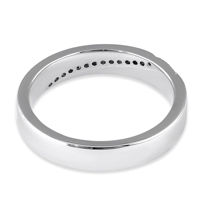 Sterling Silver 4mm CZ Line Wedding Band Ring