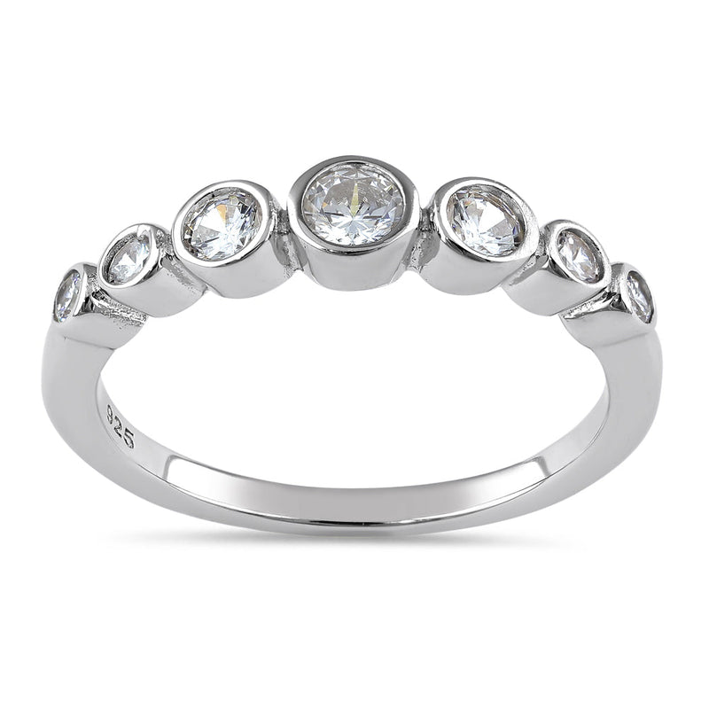 Sterling Silver Half Eternity Round CZ Bezel Ring