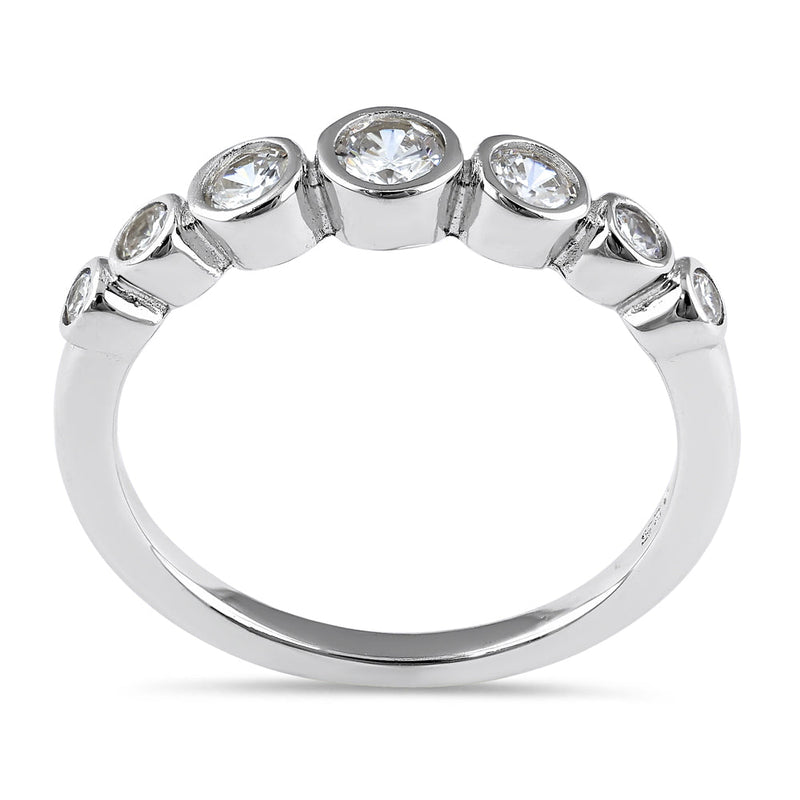 Sterling Silver Half Eternity Round CZ Bezel Ring