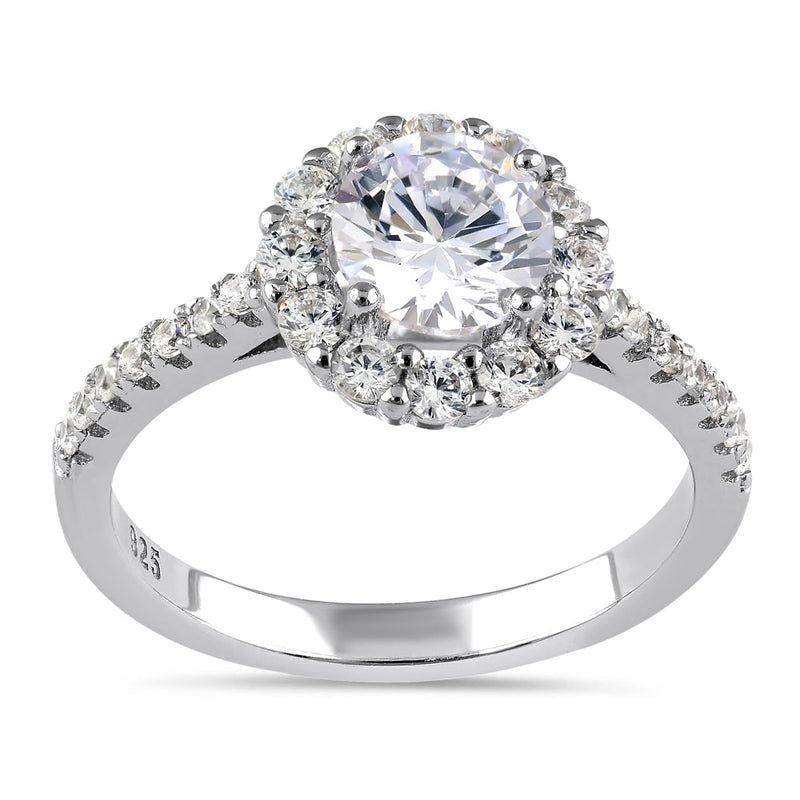 Sterling Silver Classic 6.5mm Round Halo CZ Ring