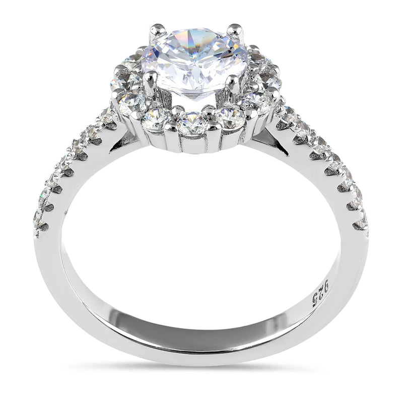 Sterling Silver Classic 6.5mm Round Halo CZ Ring