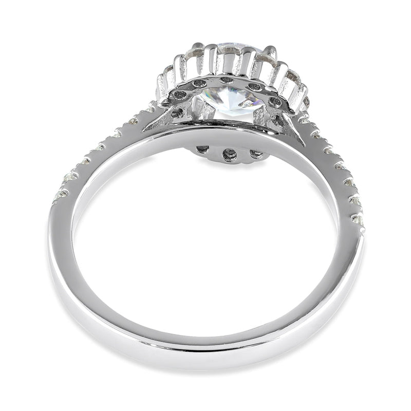 Sterling Silver Classic 6.5mm Round Halo CZ Ring