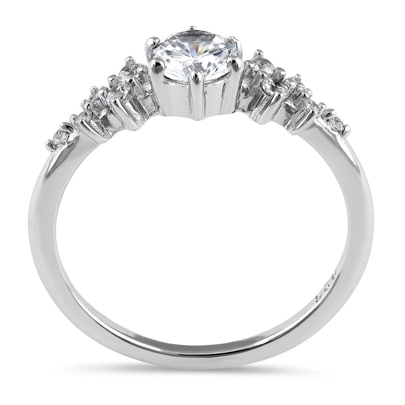 Sterling Silver 5.0mm Shimmer CZ Engagement Ring