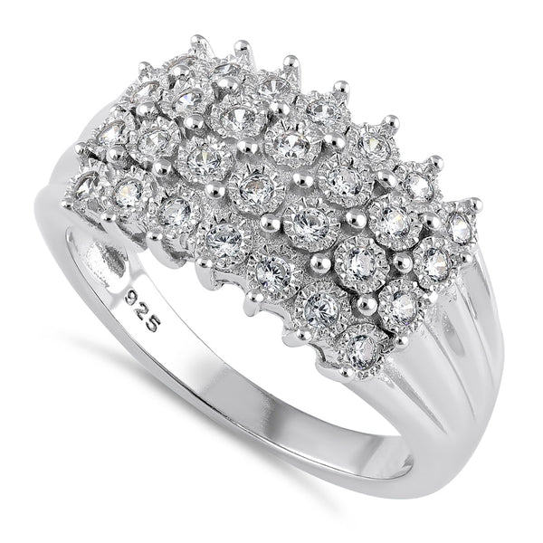 Sterling Silver 4 Row CZ Pave Ring