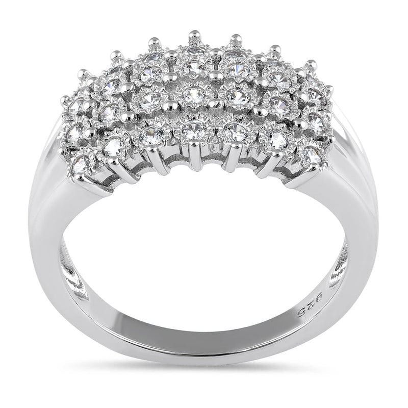 Sterling Silver 4 Row CZ Pave Ring