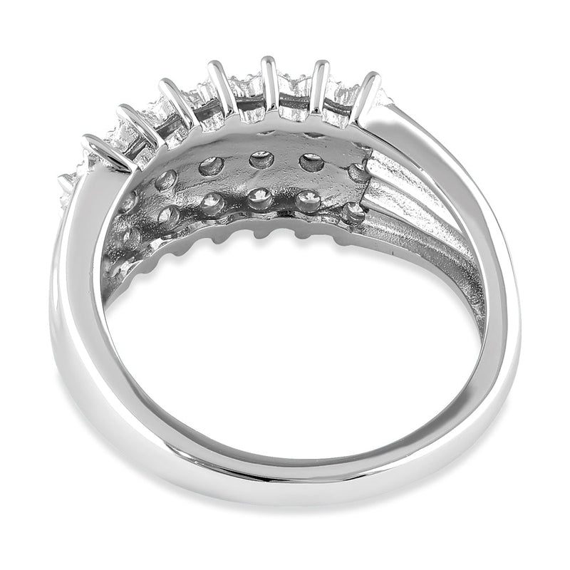 Sterling Silver 4 Row CZ Pave Ring