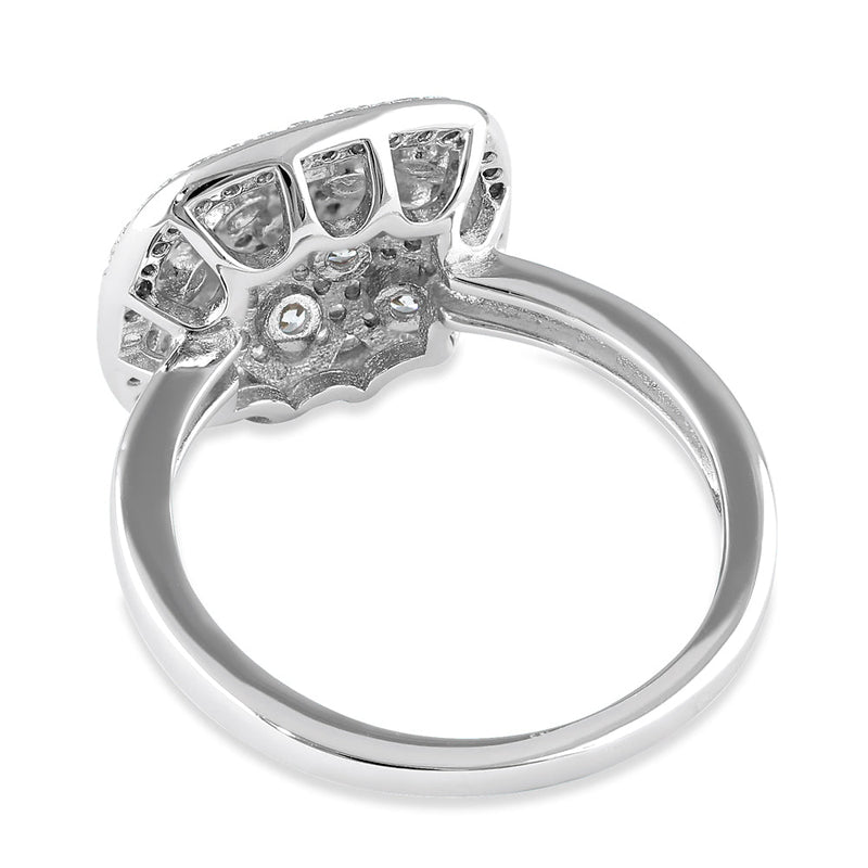 Sterling Silver 14.0mm Cushion CZ Cluster Ring