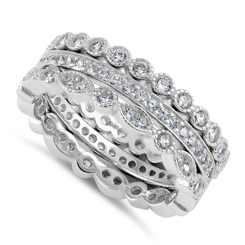 Sterling Silver 3 Piece Stackable CZ Ring