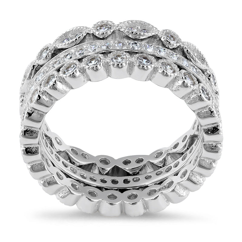 Sterling Silver 3 Piece Stackable CZ Ring