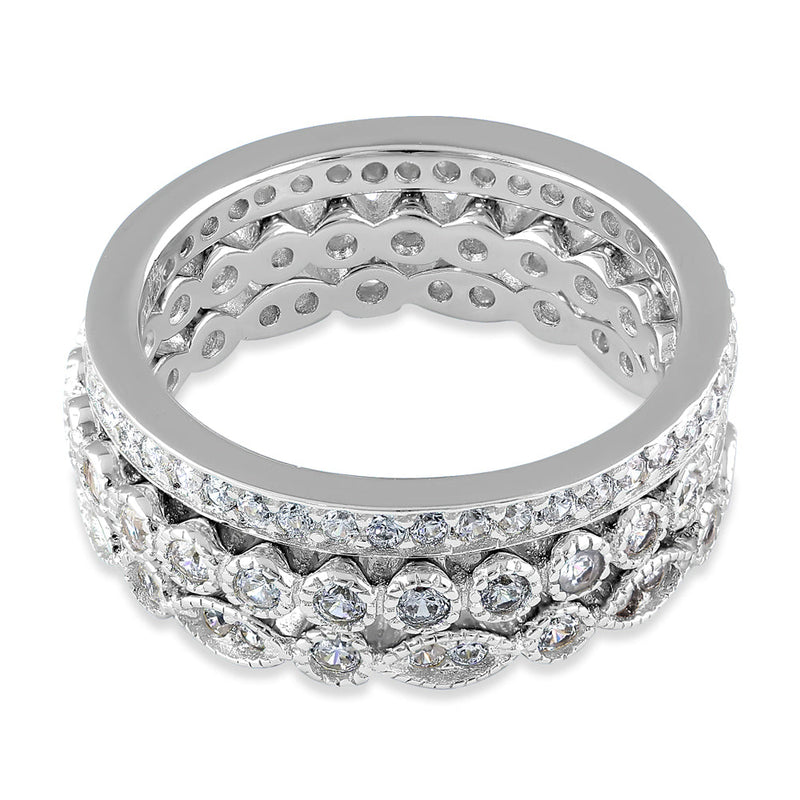 Sterling Silver 3 Piece Stackable CZ Ring