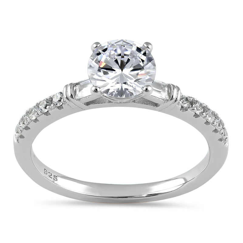 Sterling Silver Dazzling Solitaire Engagement CZ Ring