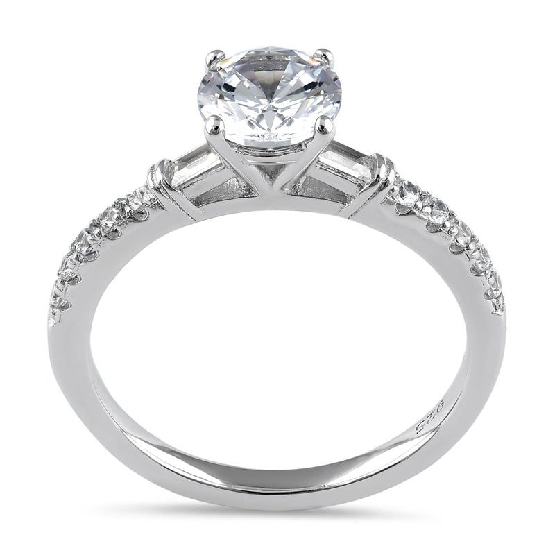 Sterling Silver Dazzling Solitaire Engagement CZ Ring