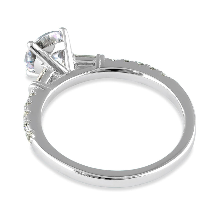 Sterling Silver Dazzling Solitaire Engagement CZ Ring