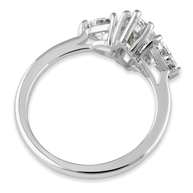 Sterling Silver Marquise Trillion Engagement CZ Ring