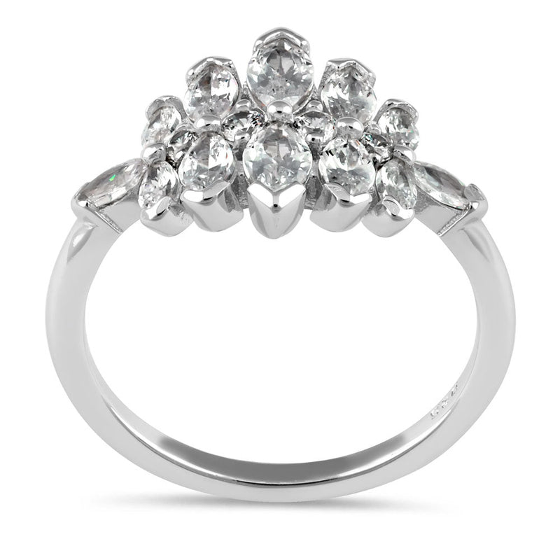 Sterling Silver Marquise Cluster CZ Ring