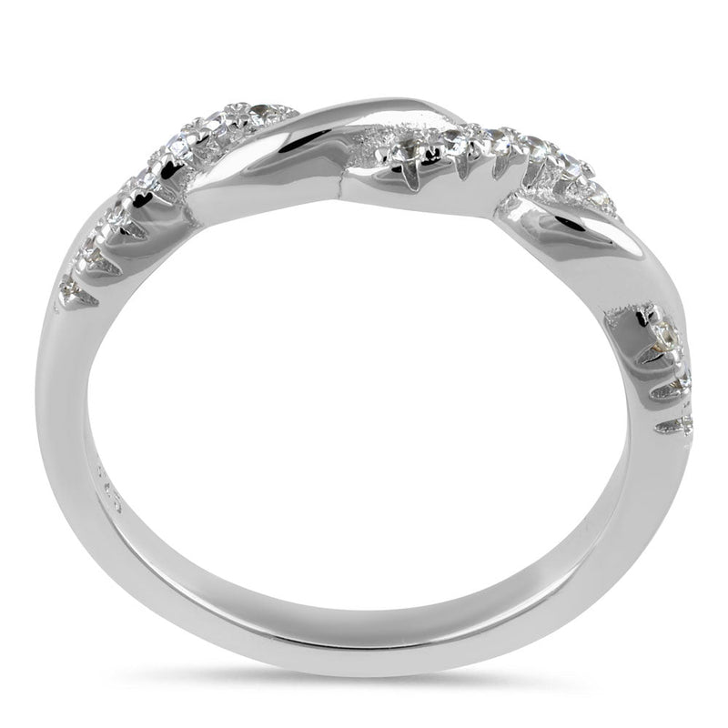 Sterling Silver Braided CZ Ring