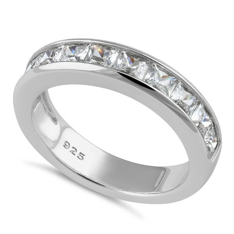 Sterling Silver Half Eternity Princess CZ Ring