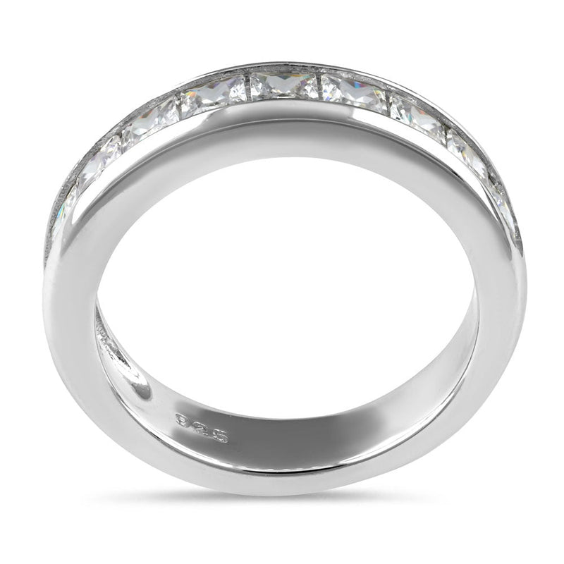 Sterling Silver Half Eternity Princess CZ Ring