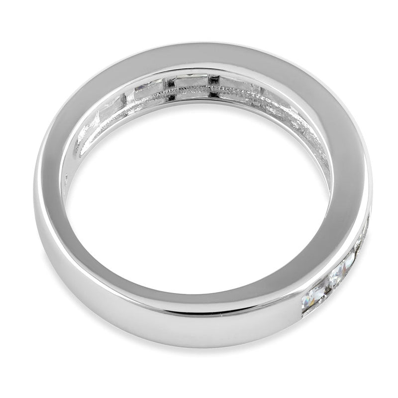 Sterling Silver Half Eternity Princess CZ Ring