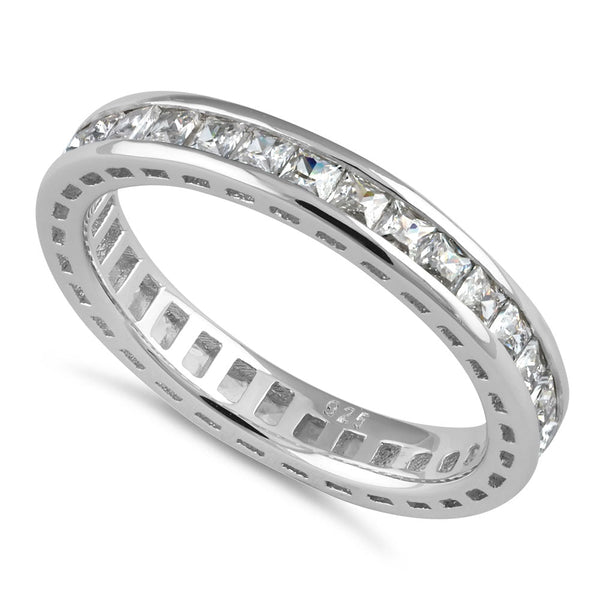 Sterling Silver Princess Cut CZ Eternity Ring