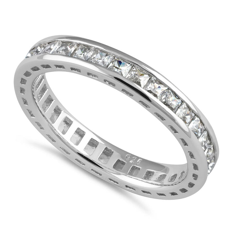 Sterling Silver Princess Cut CZ Eternity Ring