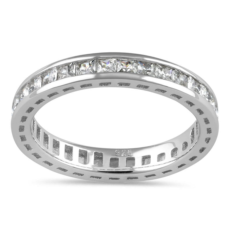 Sterling Silver Princess Cut CZ Eternity Ring