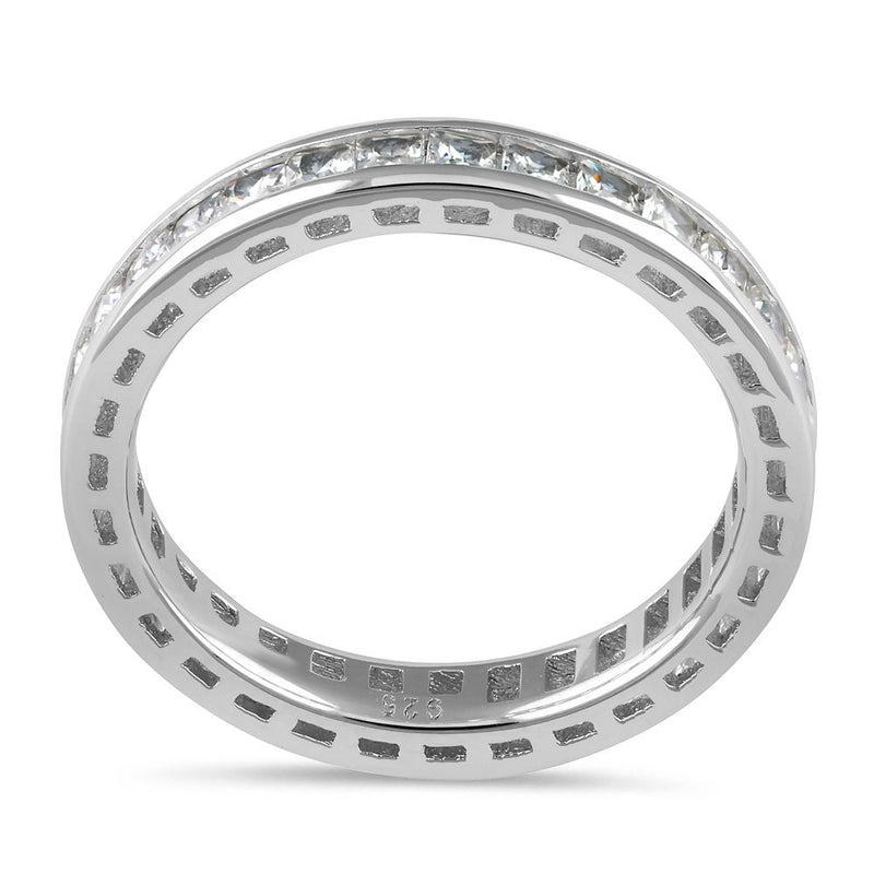 Sterling Silver Princess Cut CZ Eternity Ring