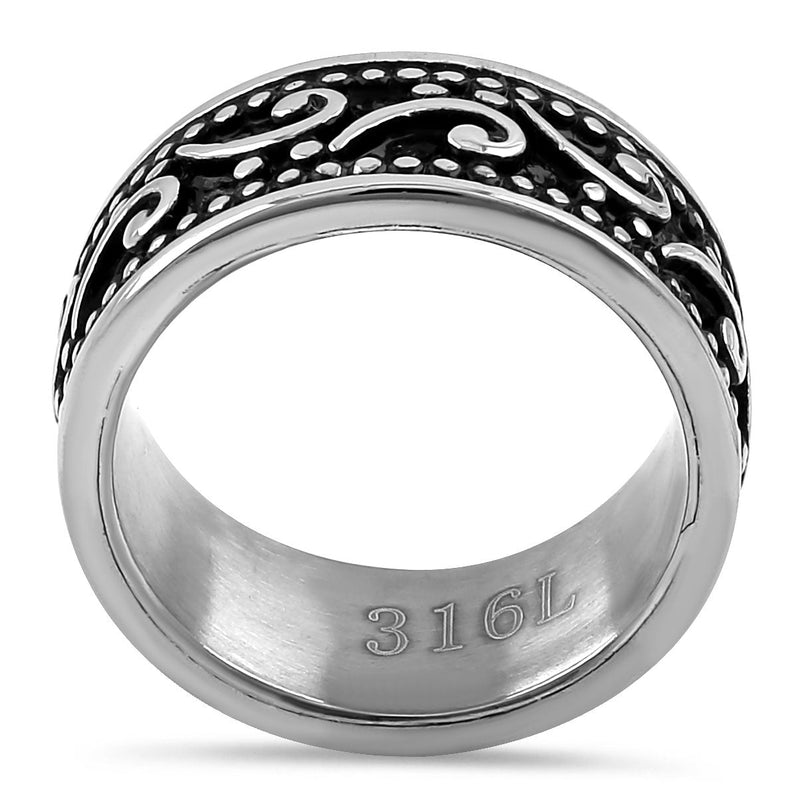 Stainless Steel Waive Pattern Band Ring