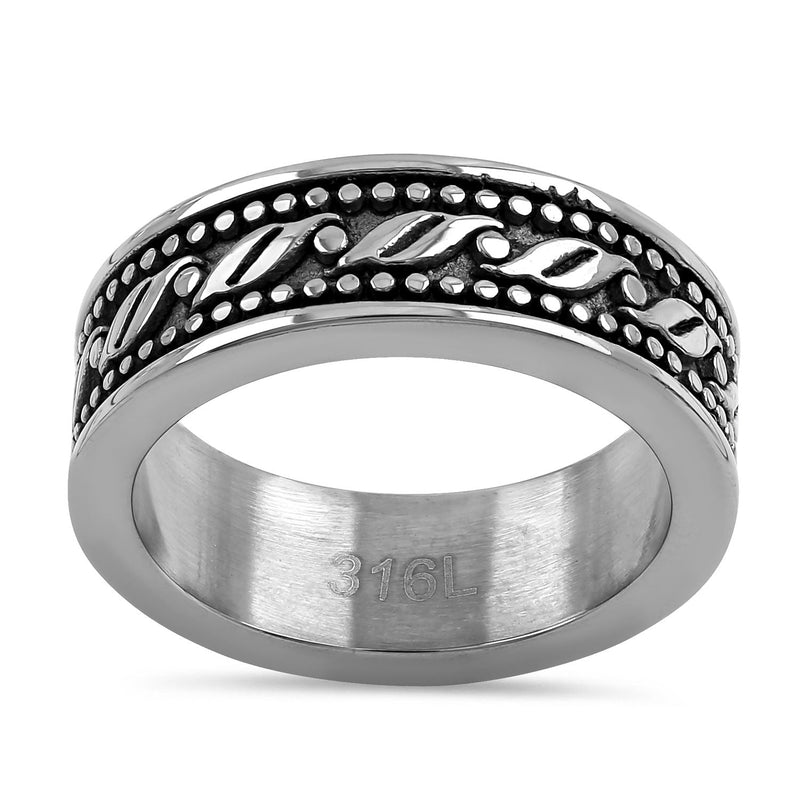 Stainless Steel Waive Pattern Band Ring