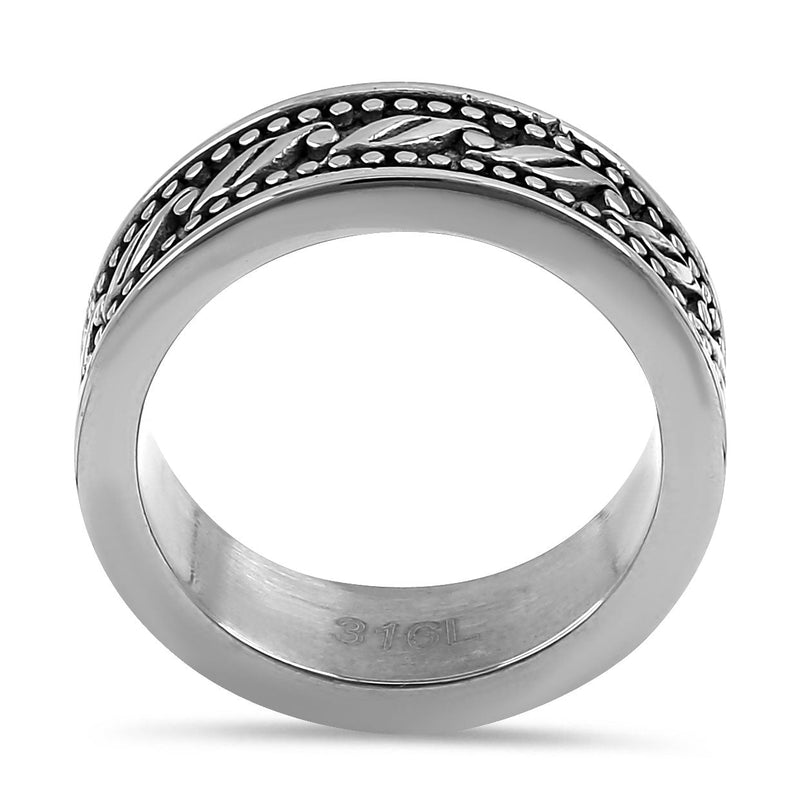 Stainless Steel Waive Pattern Band Ring