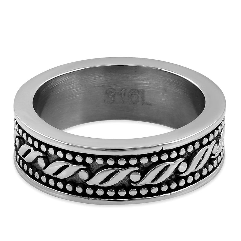 Stainless Steel Waive Pattern Band Ring