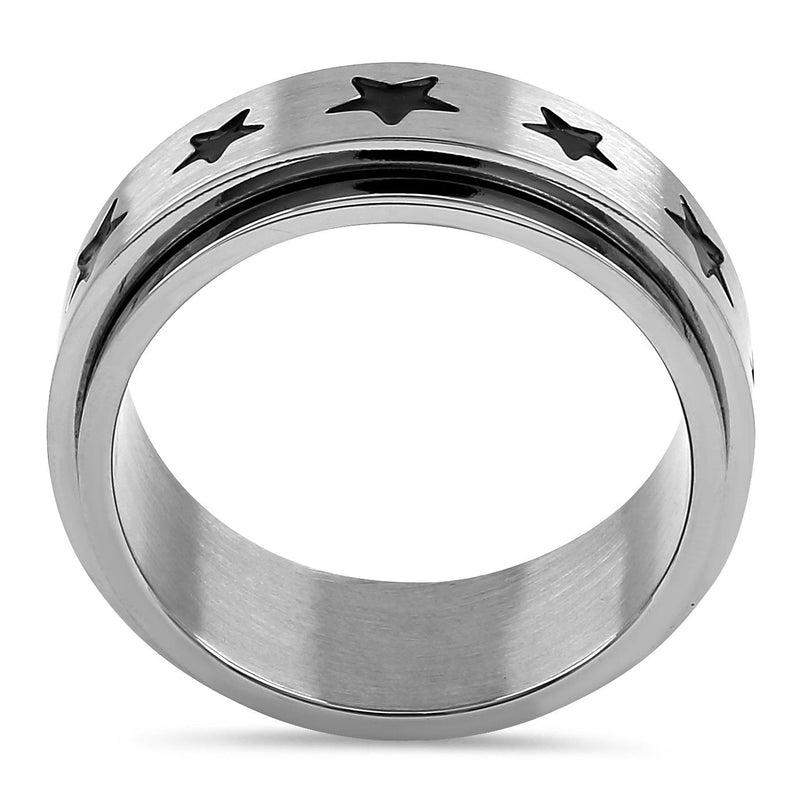 Stainless Steel Stars Spinner Band Ring