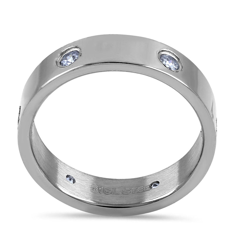 Stainless Steel CZ Band Ring