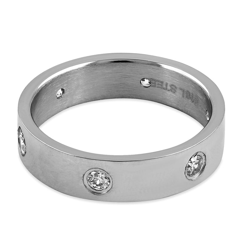 Stainless Steel CZ Band Ring