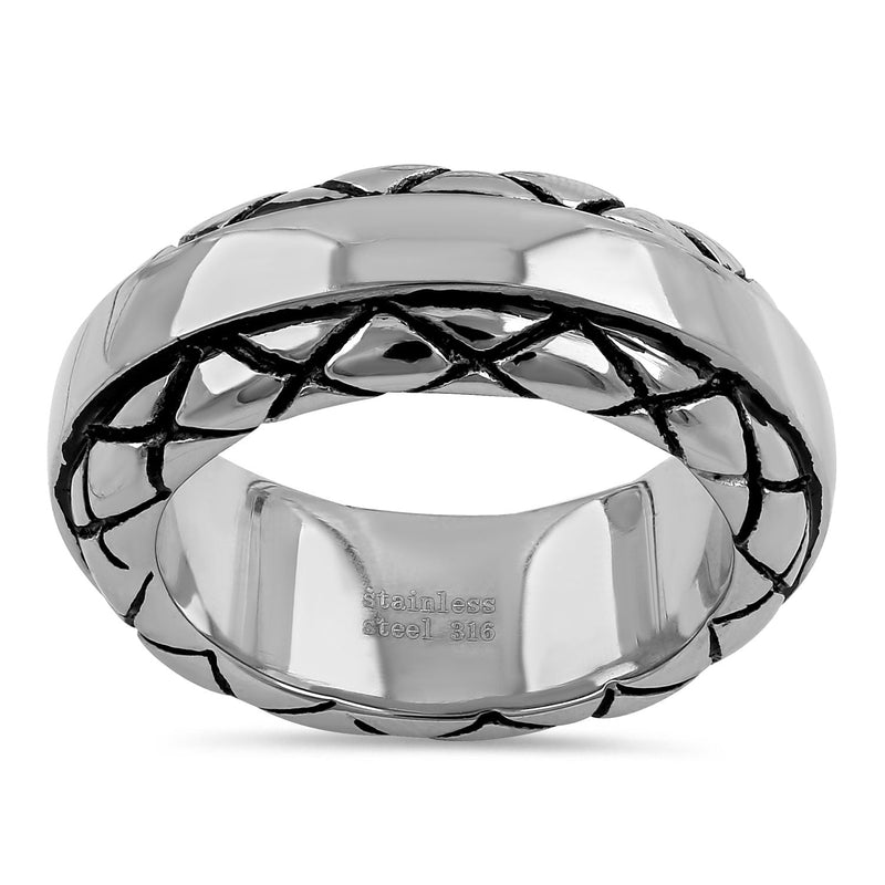 Stainless Steel Exotic Band Ring