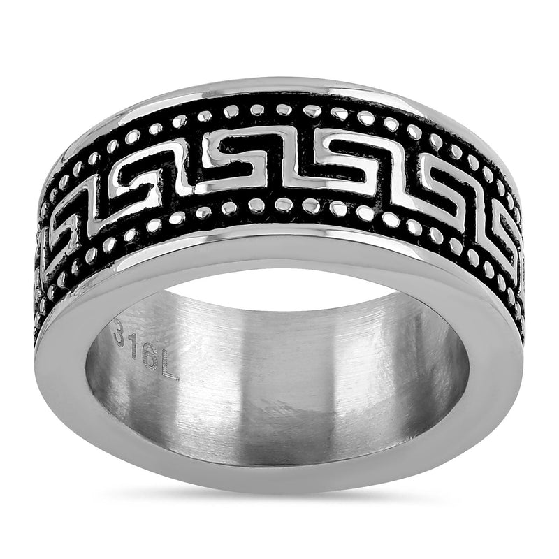 Stainless Steel Greek Pattern Band Ring