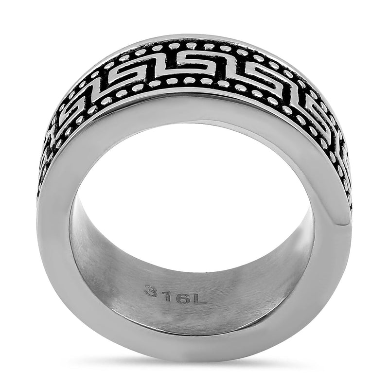 Stainless Steel Greek Pattern Band Ring