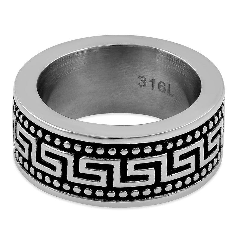 Stainless Steel Greek Pattern Band Ring