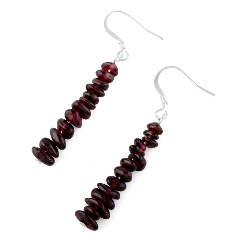 Garnet Chips Dangle Earrings (Not Sterling Silver)