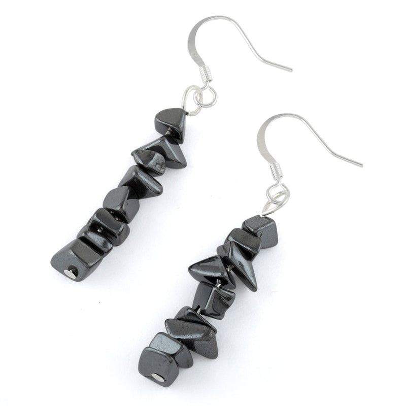 Hematite Chips Dangle Earrings (Not Sterling Silver)