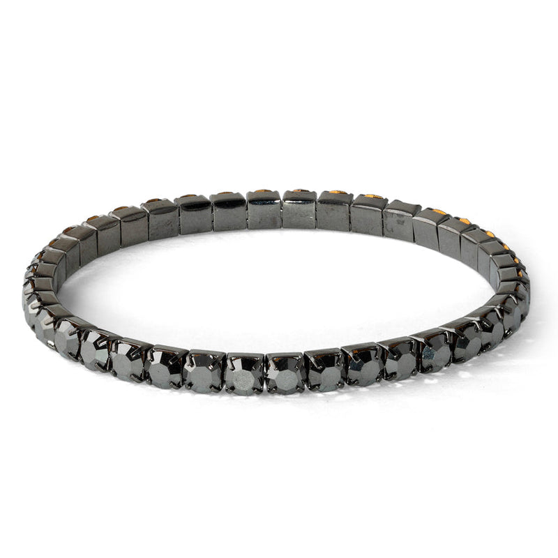 Hematite Glass Elastic Tennis Bracelet (Not Sterling Silver)